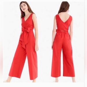 J. Crew Sleeveless Wide-Leg Vibrant Red Jumpsuit Size 00